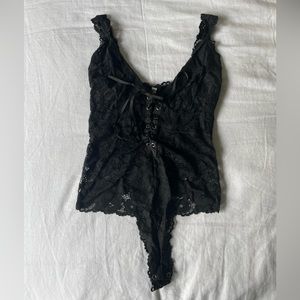 Free People Black lace bodysuit